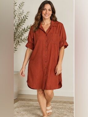 Old Navy Women's Casual Button-Down Shirt Dress - Rust color
